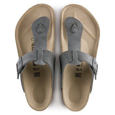 Birkenstock Medina Birko-Flor Leather Desert Soil Grey Sandals