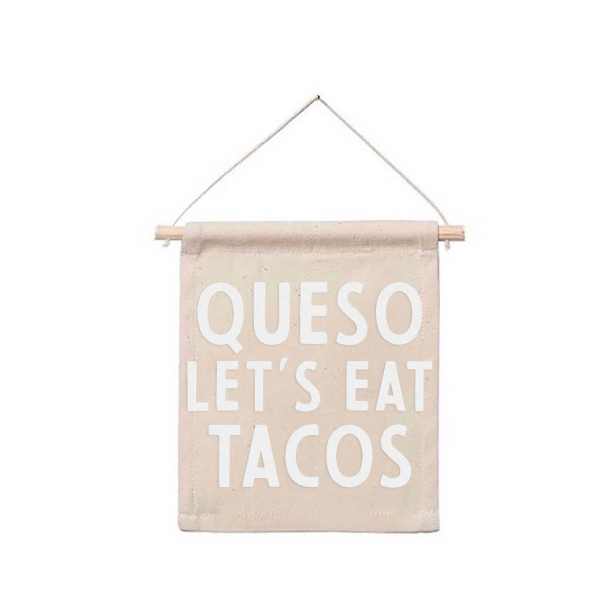 Frankie Jean Queso Let's Eat Tacos Hanging Canvas Banner