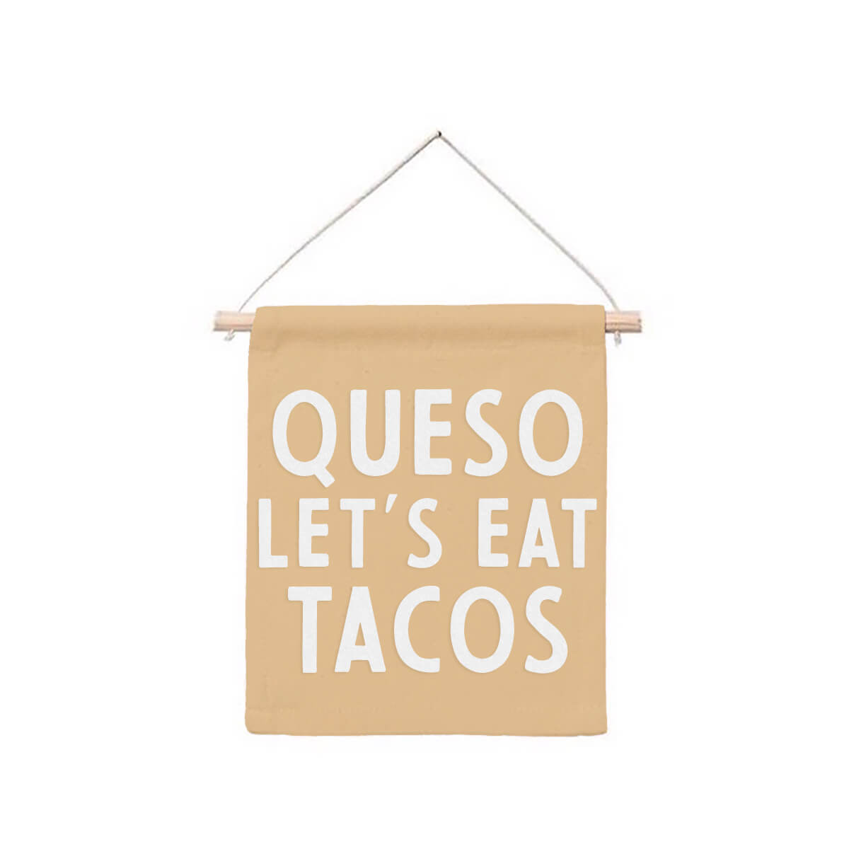 Frankie Jean Queso Let's Eat Tacos Hanging Canvas Banner