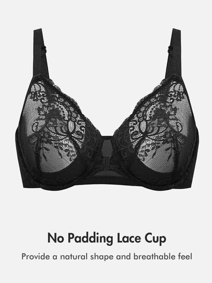 Front Closure Lace Underwire Plunge Bra
