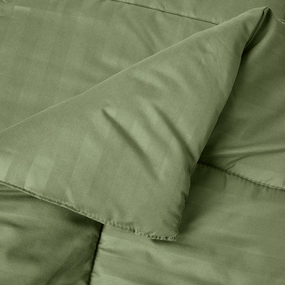 Elegant Comfort 8-Piece Dobby Stripe Comforter Set - Includes 4-Piece Sheet Set with Double Sided Storage Pockets