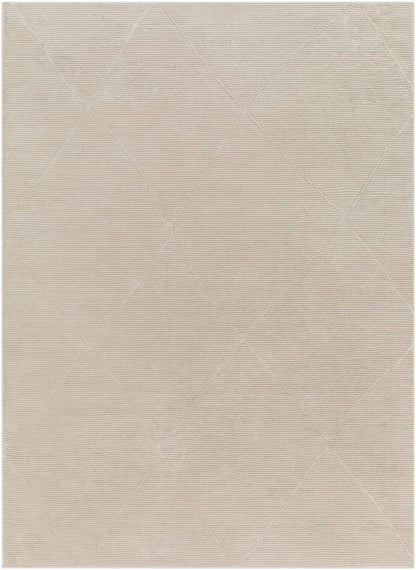 Aldis Tan Plush Textured Washable Rug - Clearance