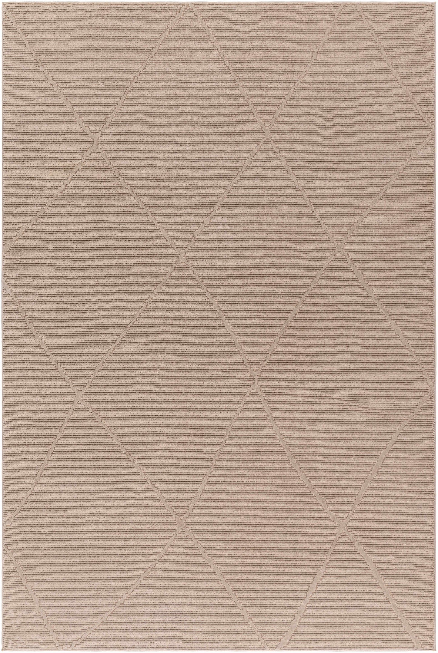 Aldis Tan Plush Textured Washable Rug - Clearance