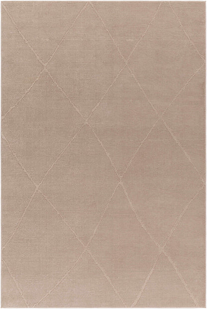 Aldis Tan Plush Textured Washable Rug - Clearance