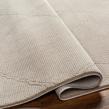 Aldis Tan Plush Textured Washable Rug - Clearance