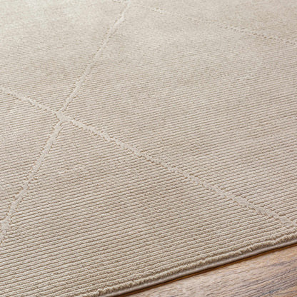 Aldis Tan Plush Textured Washable Rug - Clearance