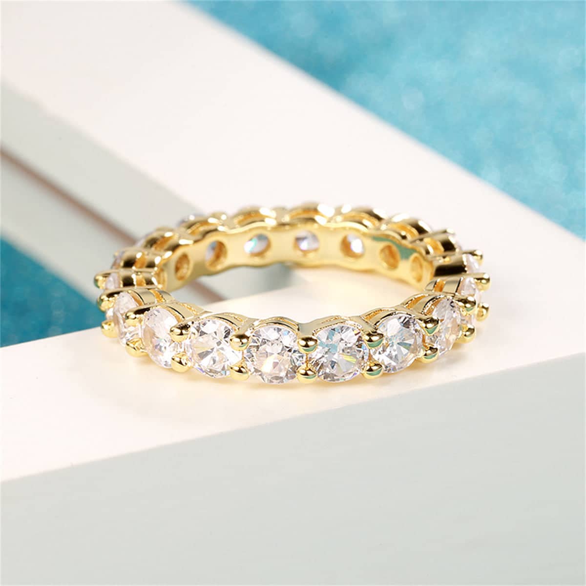 Crystal & Goldtone Eternity Band
