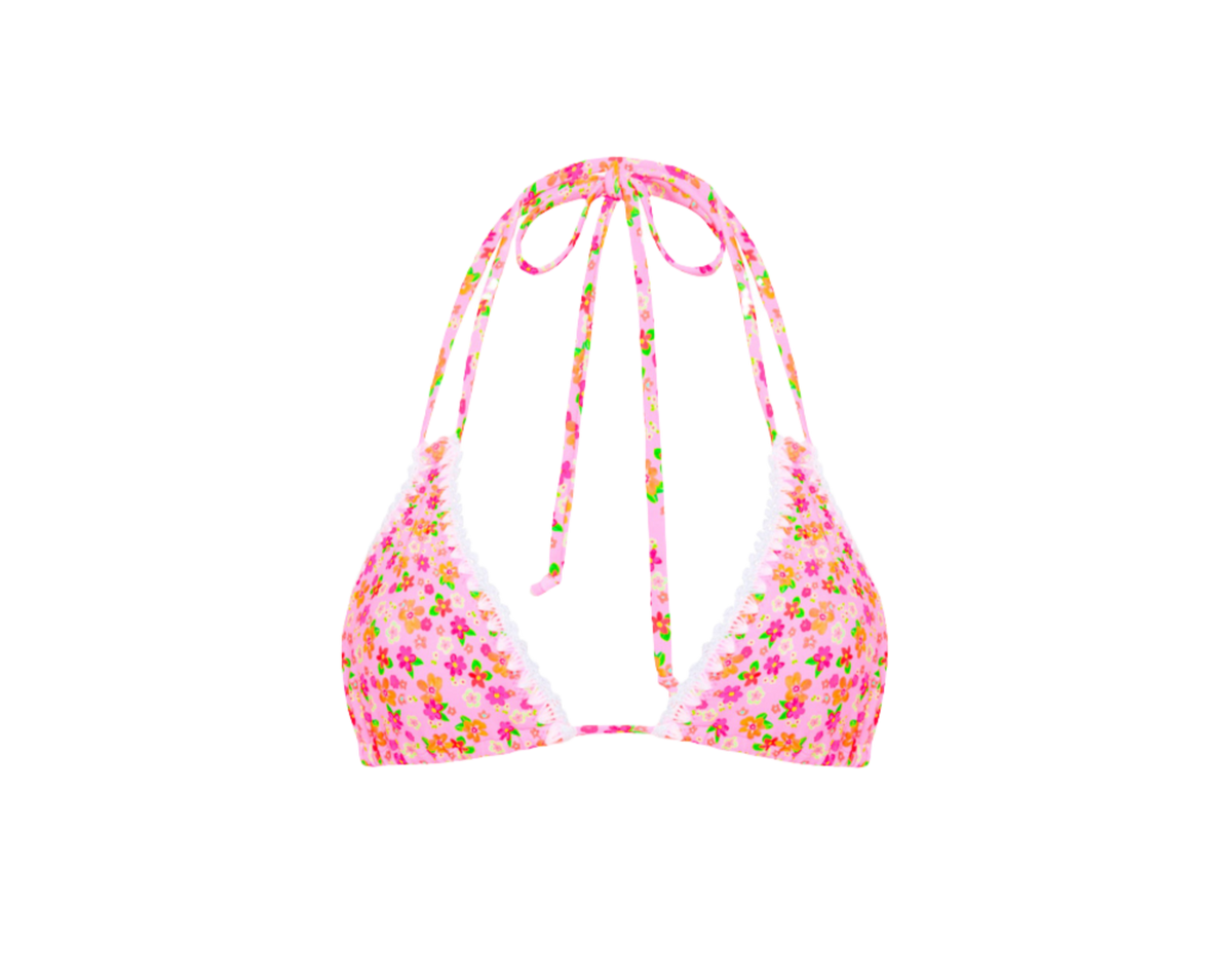 Kulani Kinis Crochet Halter Bikini Top - Frangipani Fever - FINAL SALE
