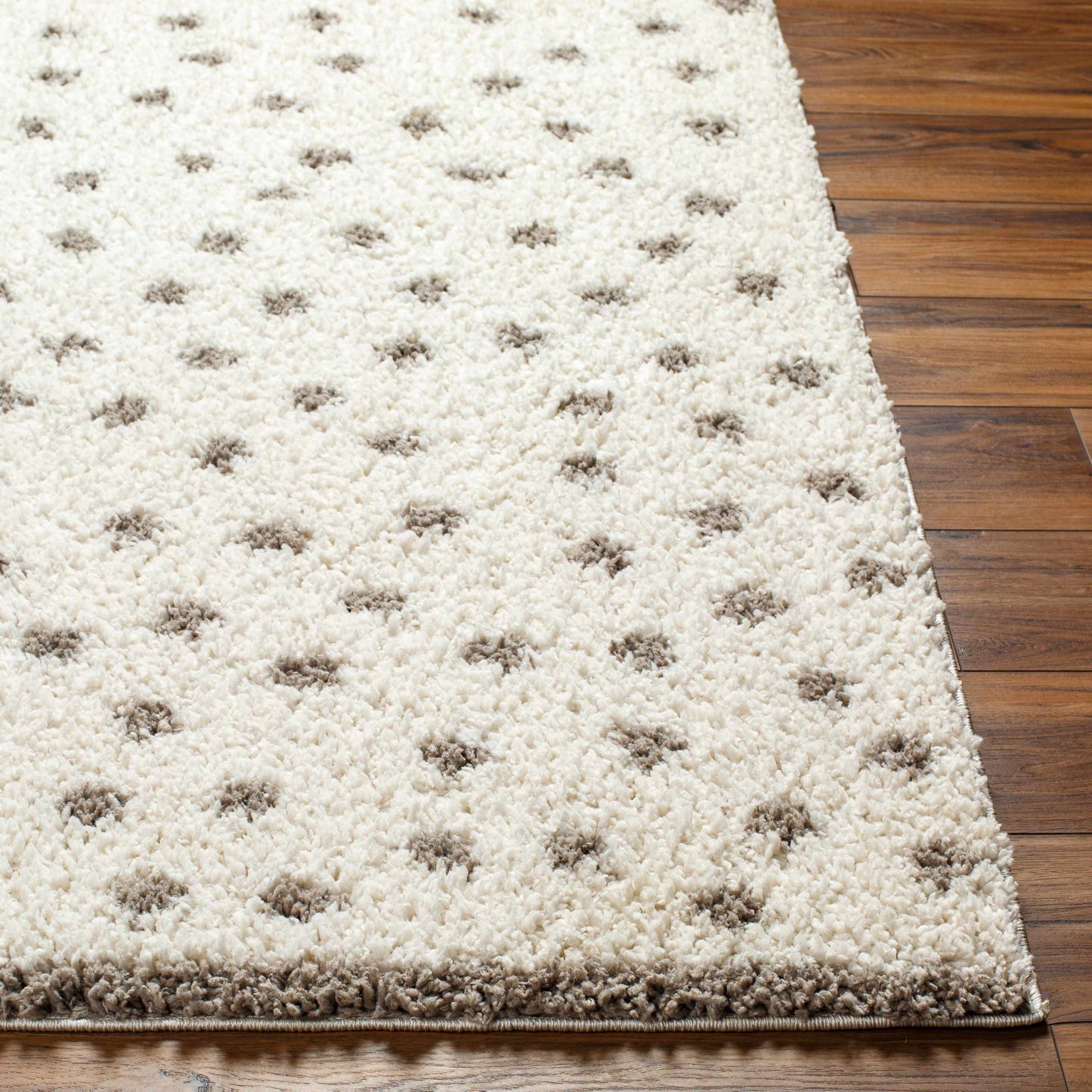 Chaia Dotted Cream & Gray Plush Area Rug - Clearance