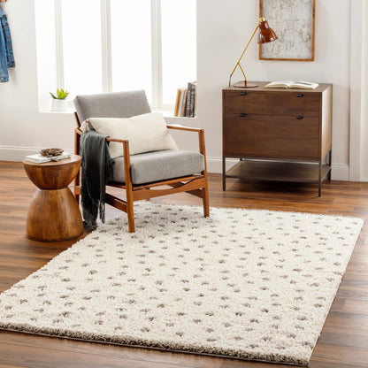 Chaia Dotted Cream & Gray Plush Area Rug - Clearance
