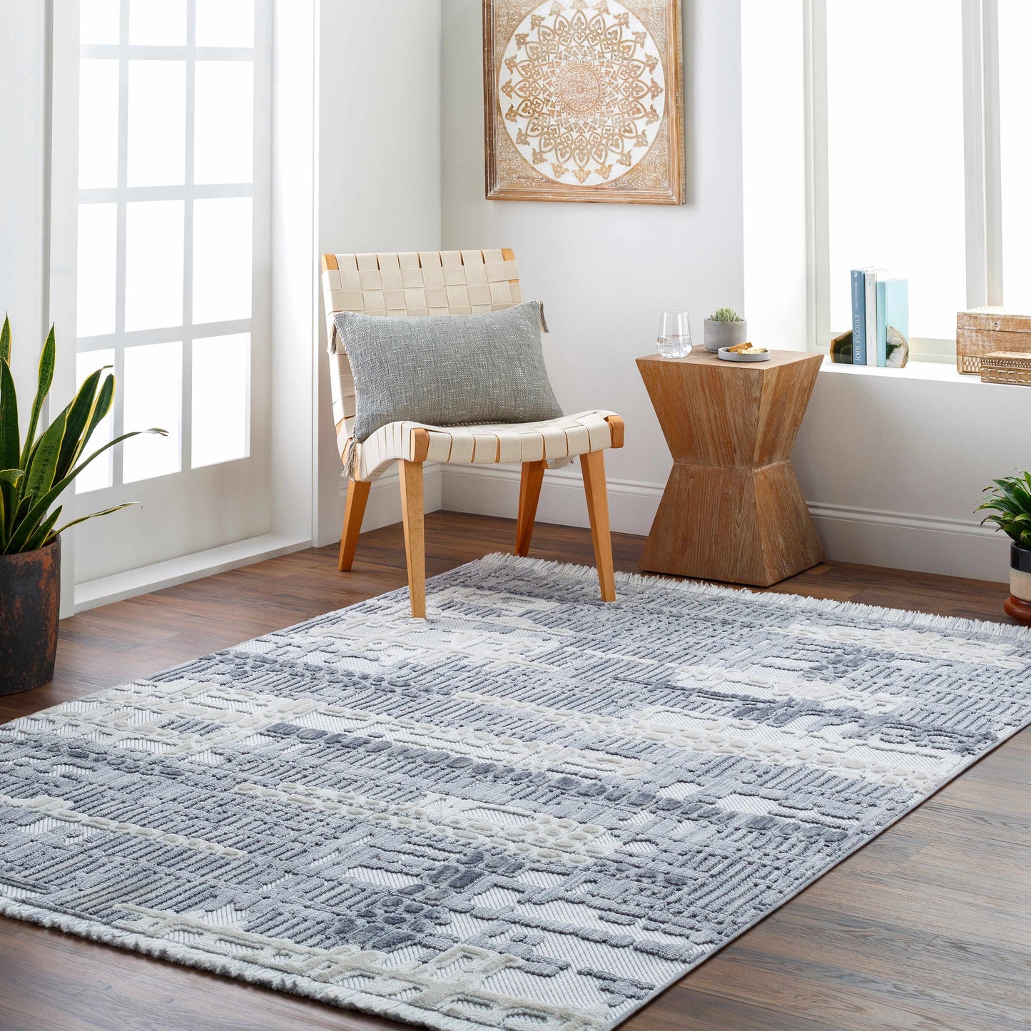 Bodhi Textured Saxony Rug with Fringes - Clearance