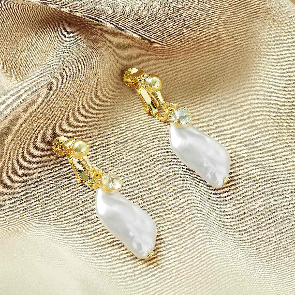 Baroque Pearl & Cubic Zirconia Goldtone Huggie Earrings