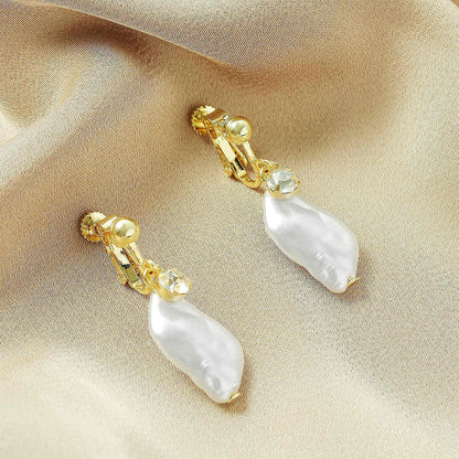 Baroque Pearl & Cubic Zirconia Goldtone Huggie Earrings