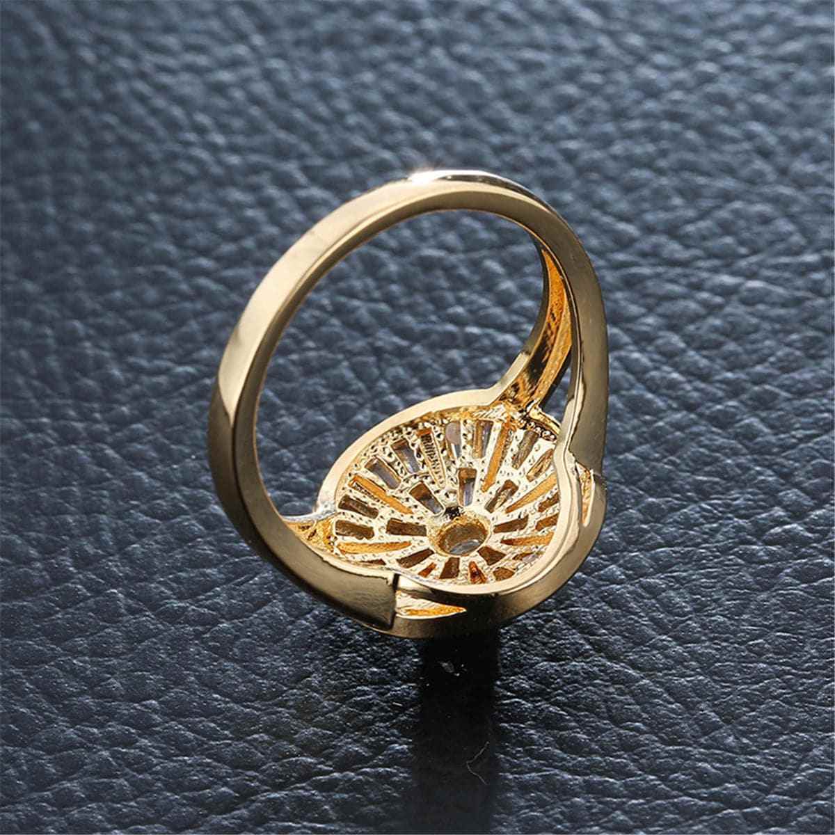 Cubic Zirconia & Goldtone Sunflower Ring