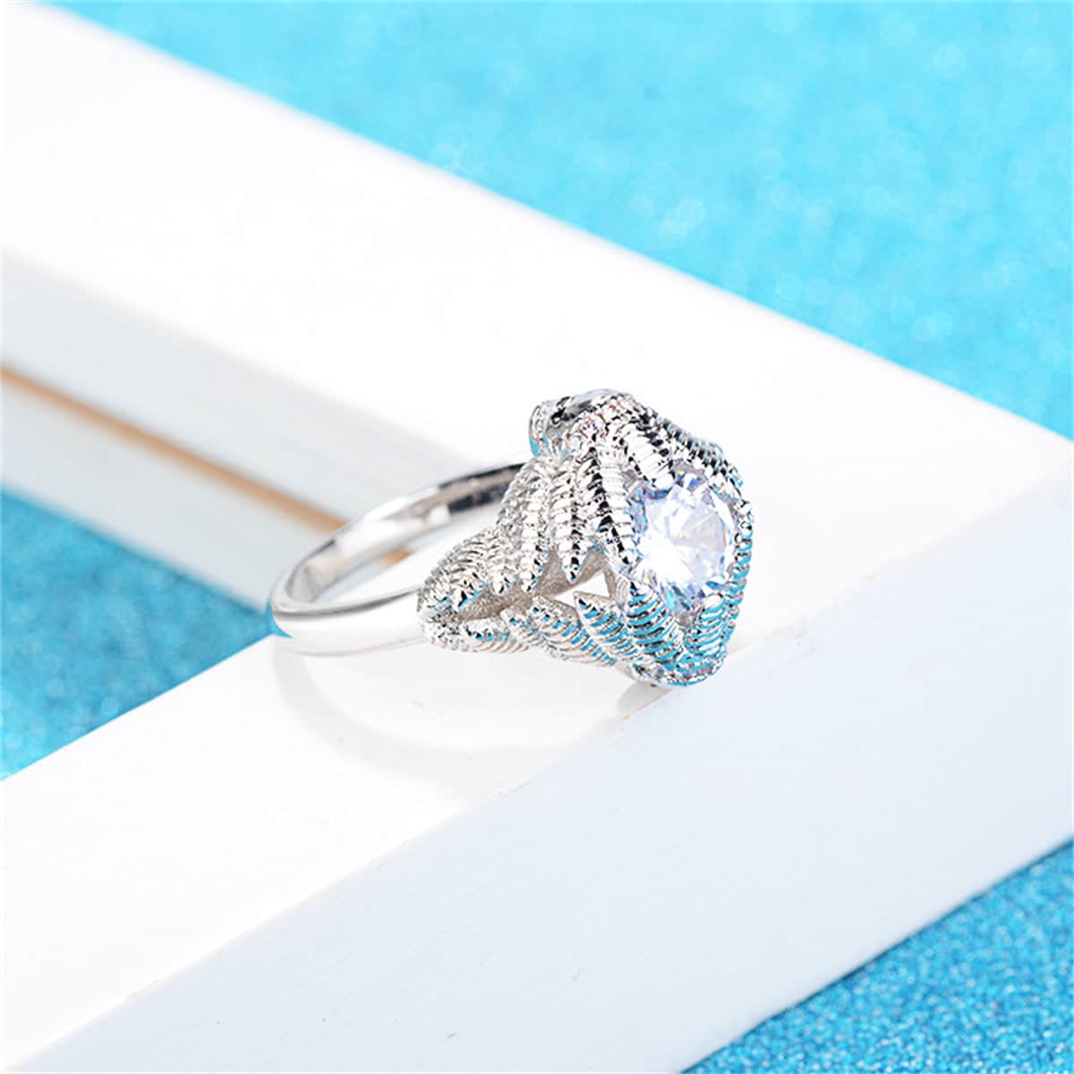 Crystal & Silvertone Skull Ring