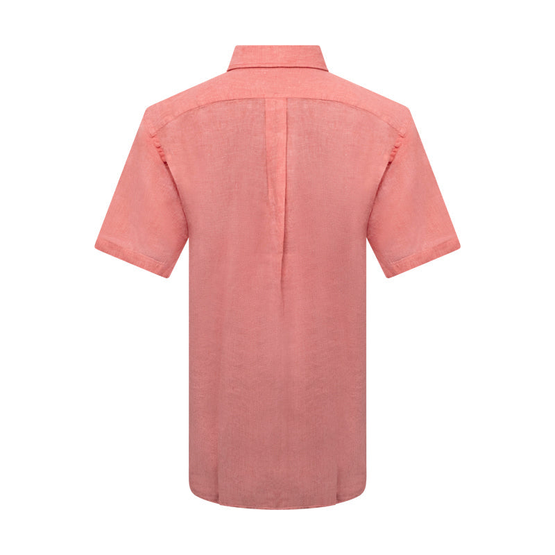 Fynch Hatton Men's Short Sleeve Linen Shirt Coral