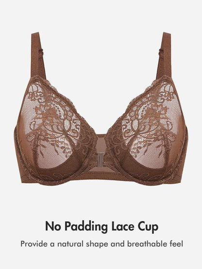 Front Closure Lace Underwire Plunge Bra