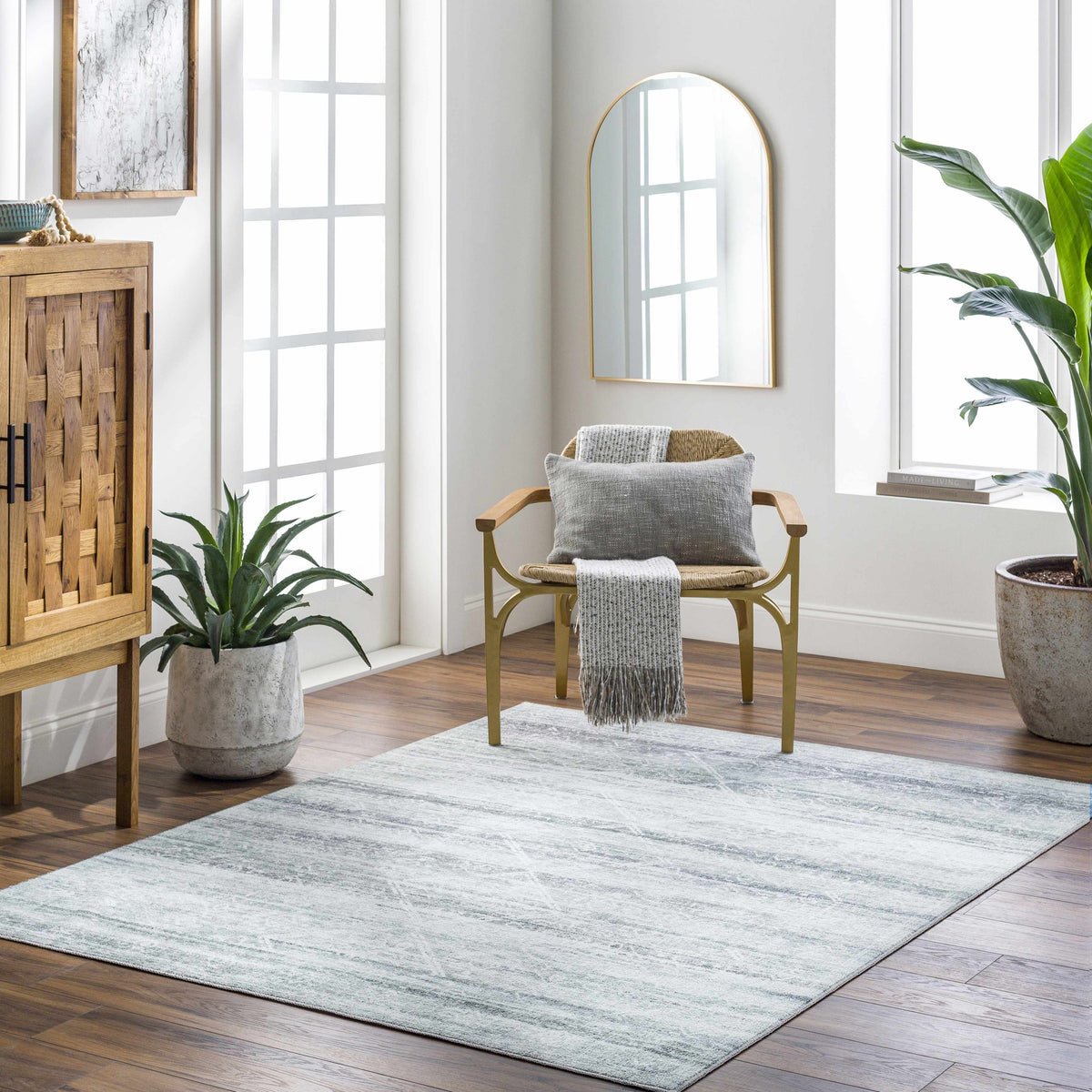 Blake Light Gray Washable Area Rug