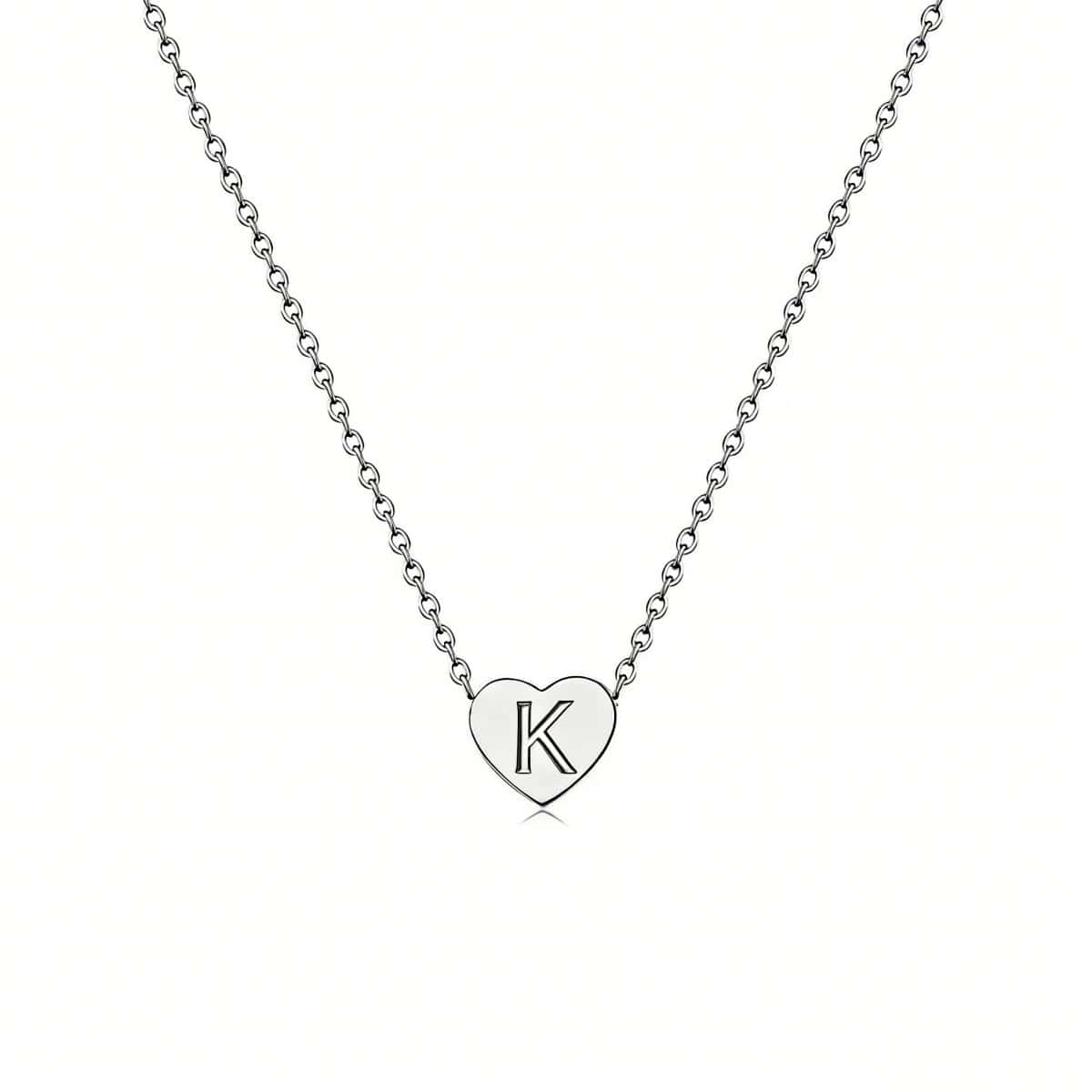 Dainty Initial Heart Necklace Personalized 26 Letters Available