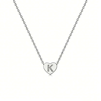 Dainty Initial Heart Necklace Personalized 26 Letters Available
