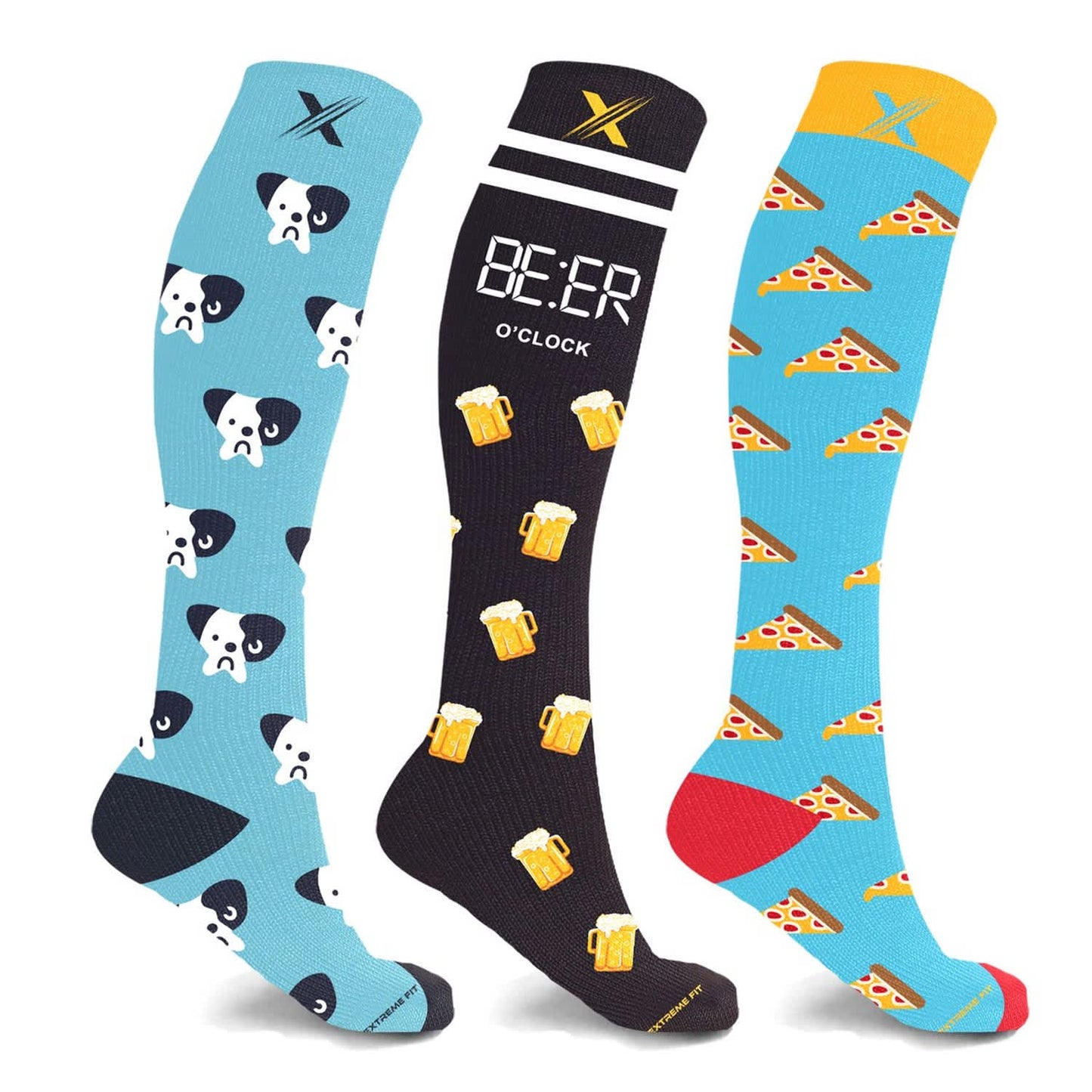Extreme Fit 3-Pairs Unisex Fun and Expressive Compression Socks