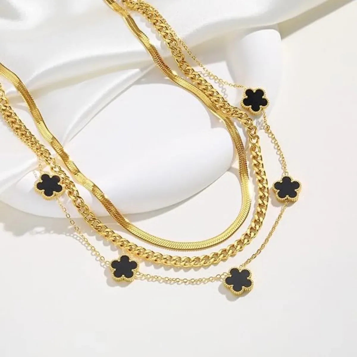 Dainty 3-Ply Clover Layered Necklace for Women