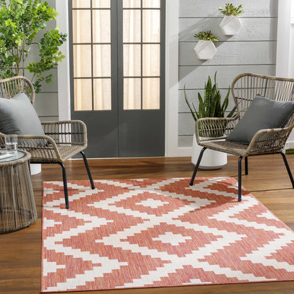 Anke Orange Outdoor Area Rug - Clearance