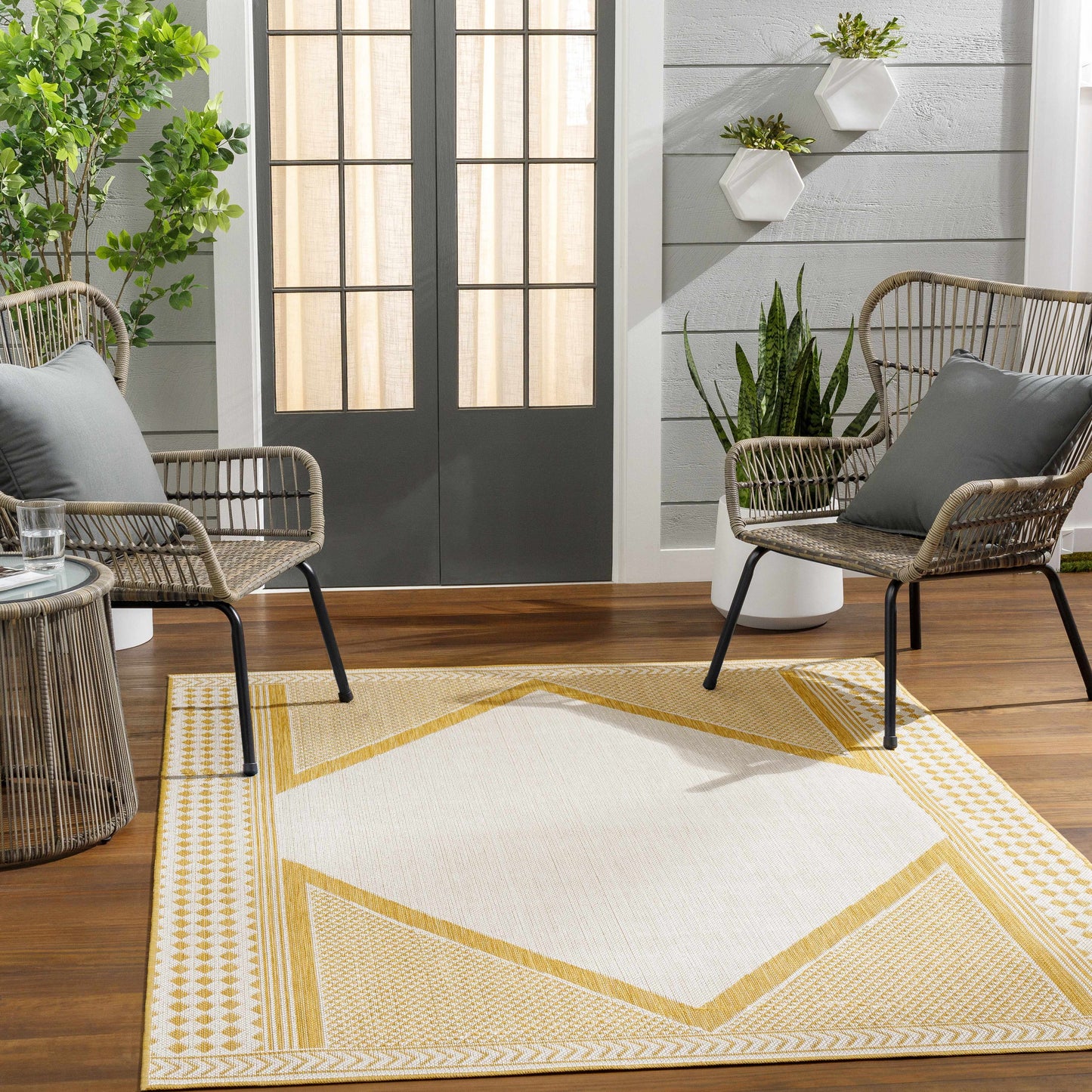Efrem Mustard Outdoor Carpet Area Rug - Clearance
