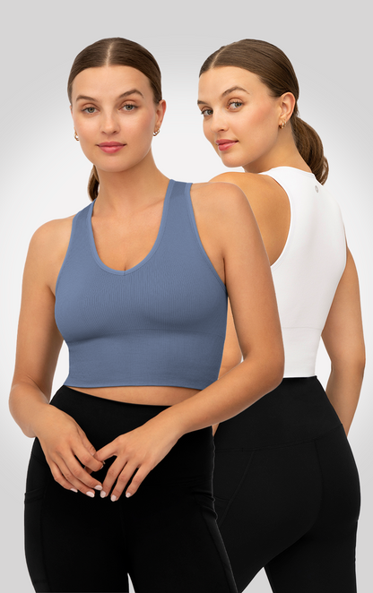 90 Degree by Reflex 2 PK Ribbed V-Neck Tank Top