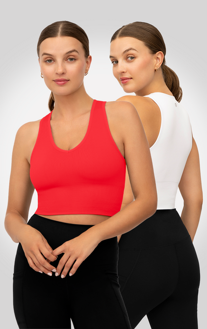 90 Degree by Reflex 2 PK Ribbed V-Neck Tank Top