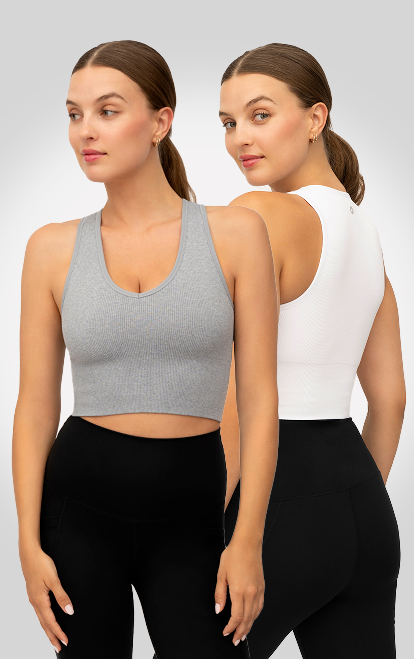 90 Degree by Reflex 2 PK Ribbed V-Neck Tank Top