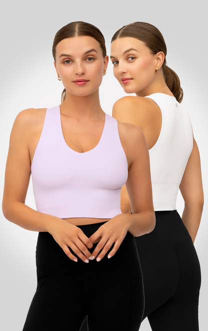 90 Degree by Reflex 2 PK Ribbed V-Neck Tank Top