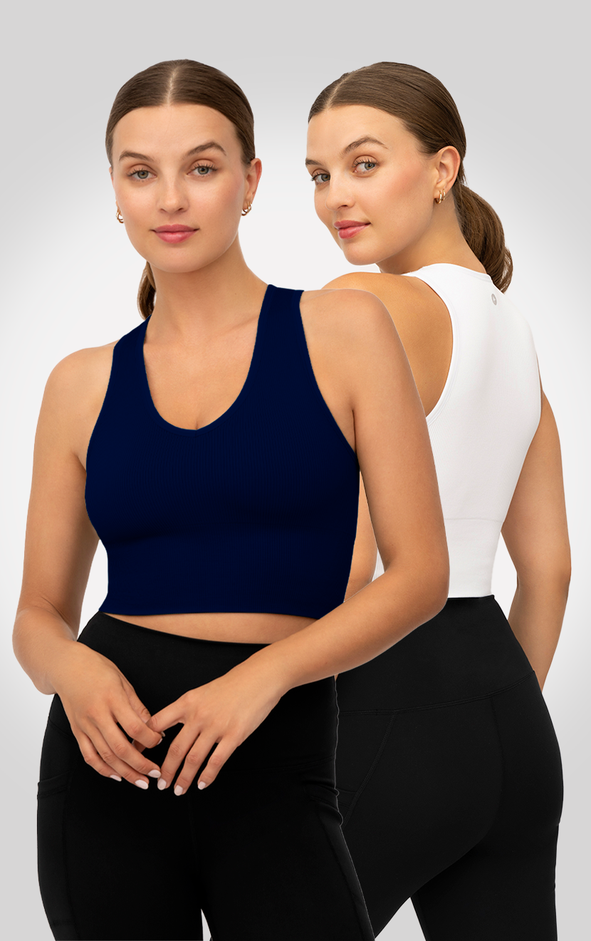 90 Degree by Reflex 2 PK Ribbed V-Neck Tank Top