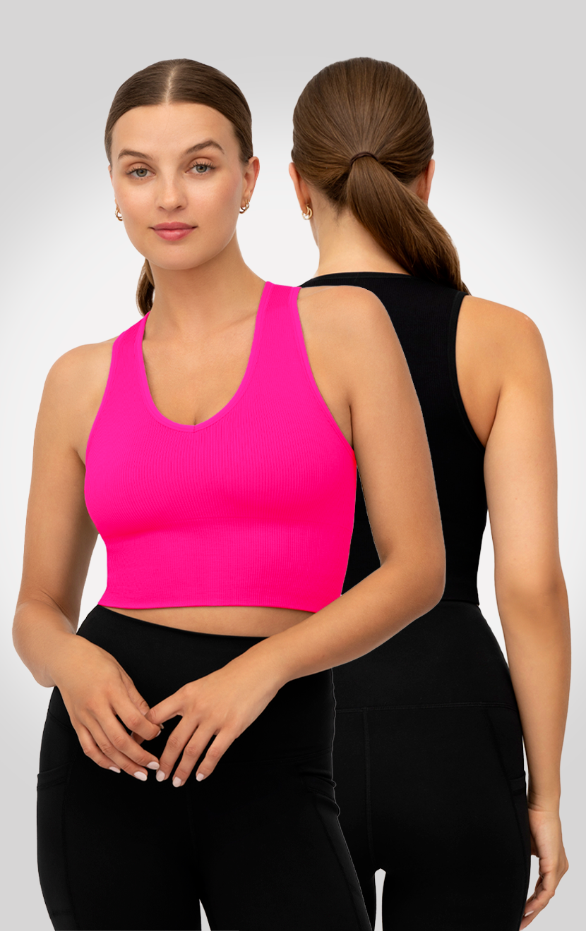 90 Degree by Reflex 2 PK Ribbed V-Neck Tank Top