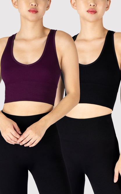 90 Degree by Reflex 2 PK Ribbed V-Neck Tank Top