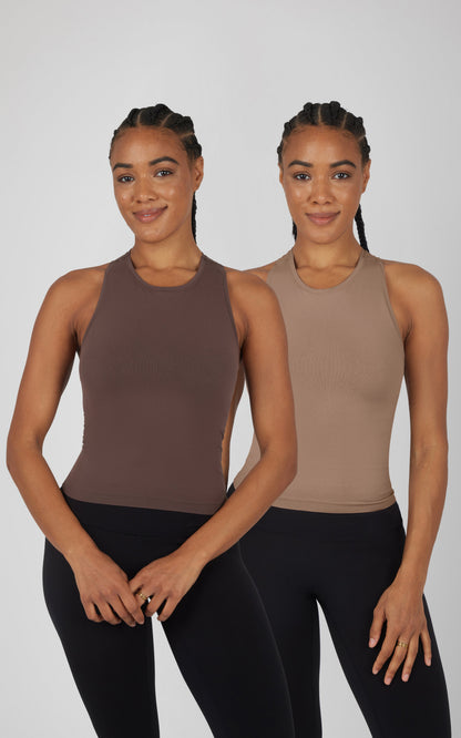 90 Degree by Reflex 2 PK Seamless Racerback Tank Top with Built in Bra