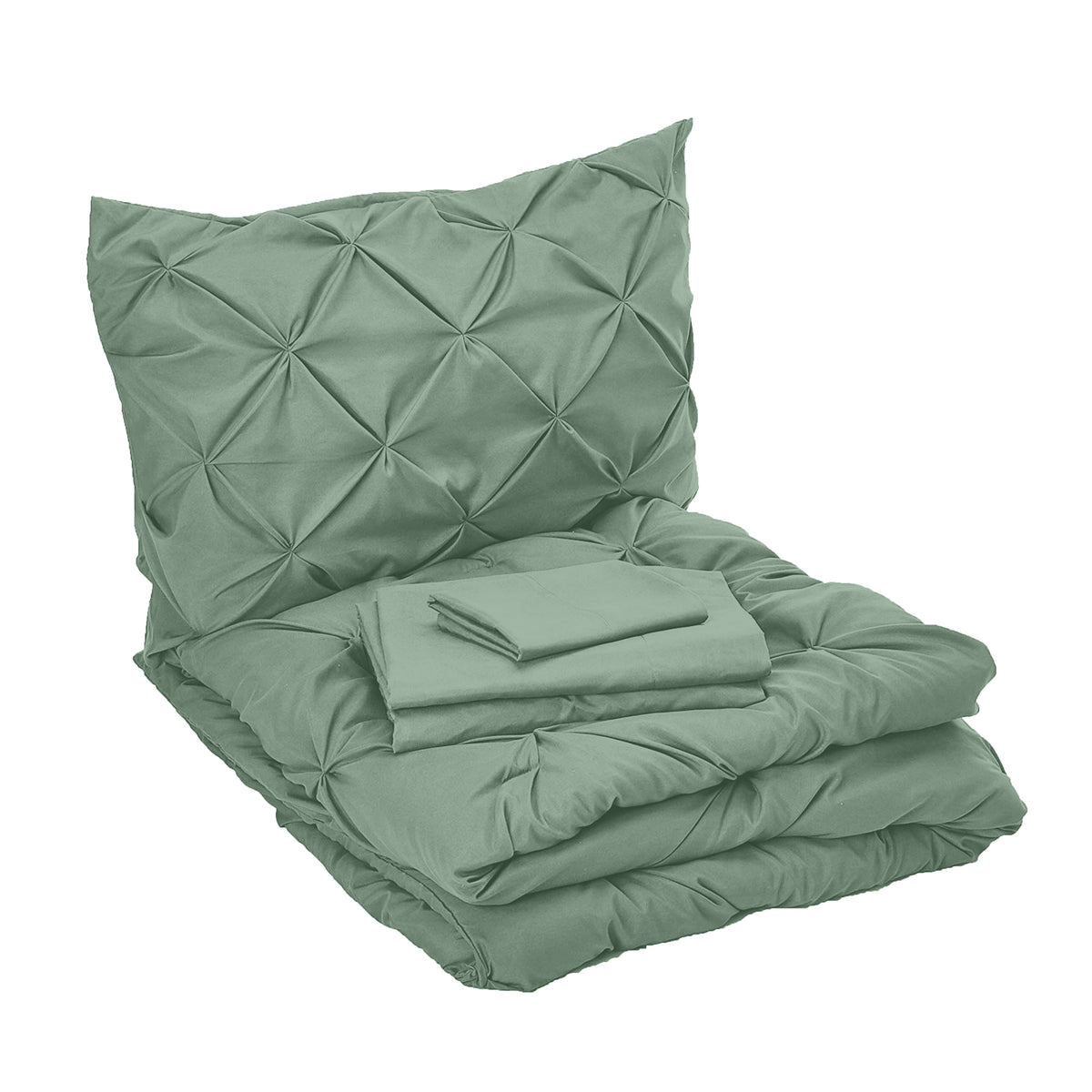 Elegant Comfort 8-Piece Pintuck Pinch Pleated Comforter Set - Includes 4-Piece Sheet Set with Double Sided Storage Pockets