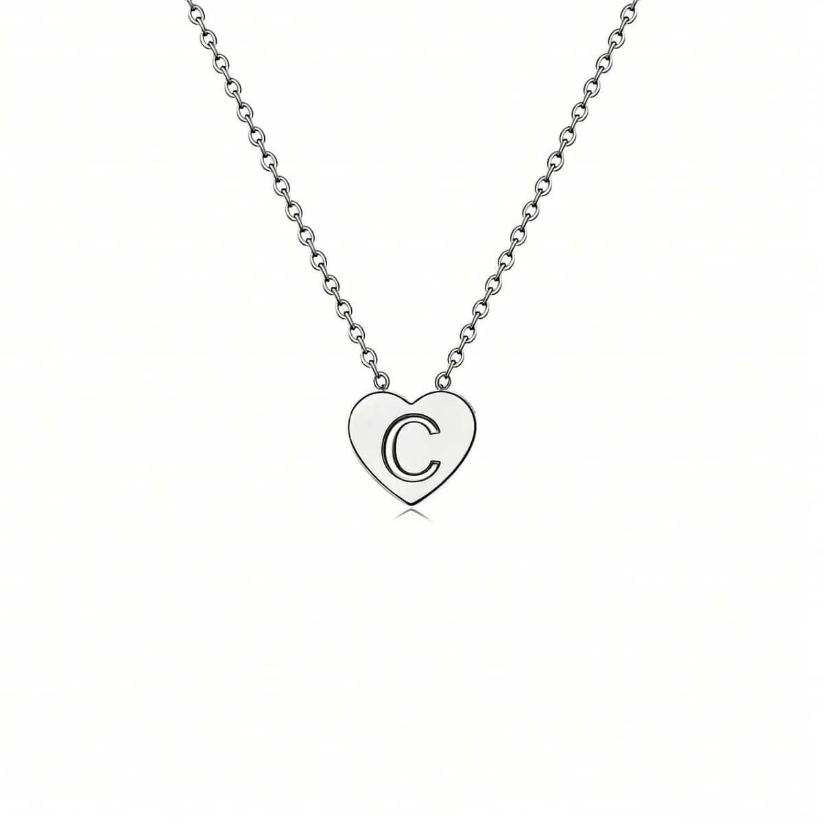 Dainty Initial Heart Necklace Personalized 26 Letters Available
