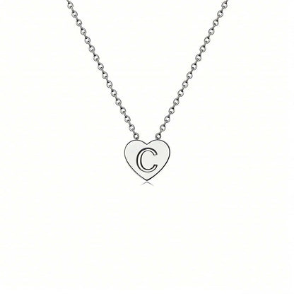 Dainty Initial Heart Necklace Personalized 26 Letters Available
