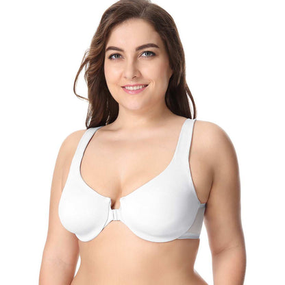 Front Closure Racerback Plus Size Underwire Bra