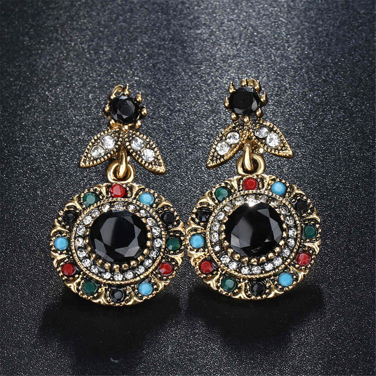 Black & Cubic Zirconia Botany Drop Earrings