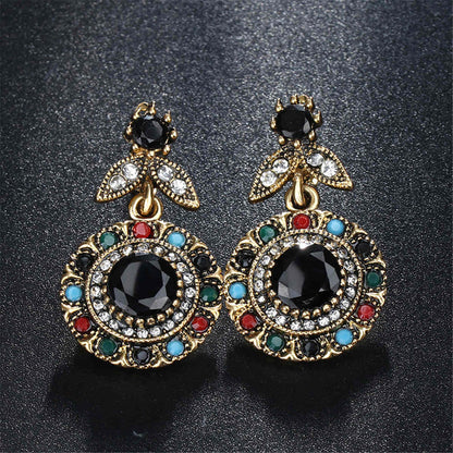 Black & Cubic Zirconia Botany Drop Earrings
