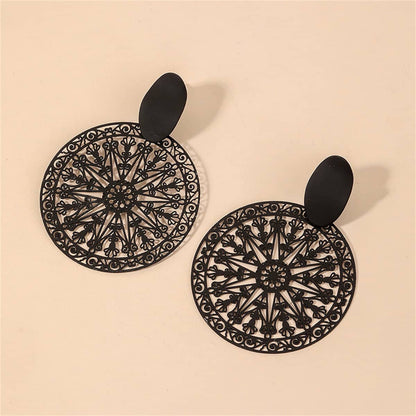 Black Celestial Plate Drop Earrings