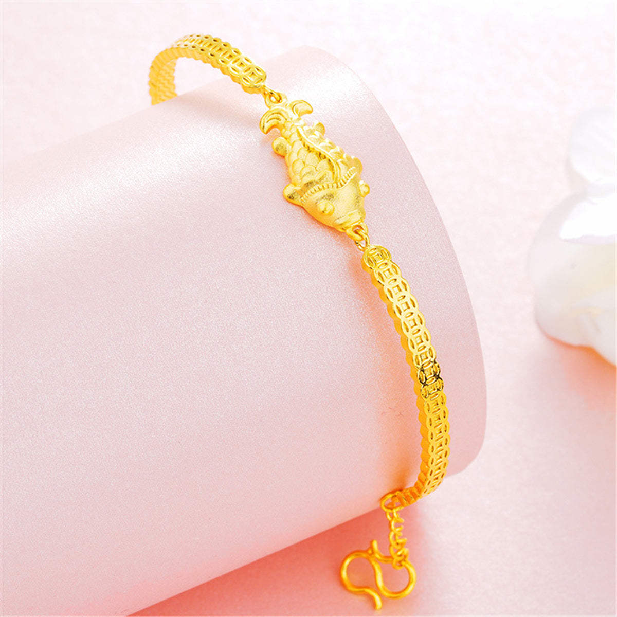 24k Goldtone Fish Charm Bracelet