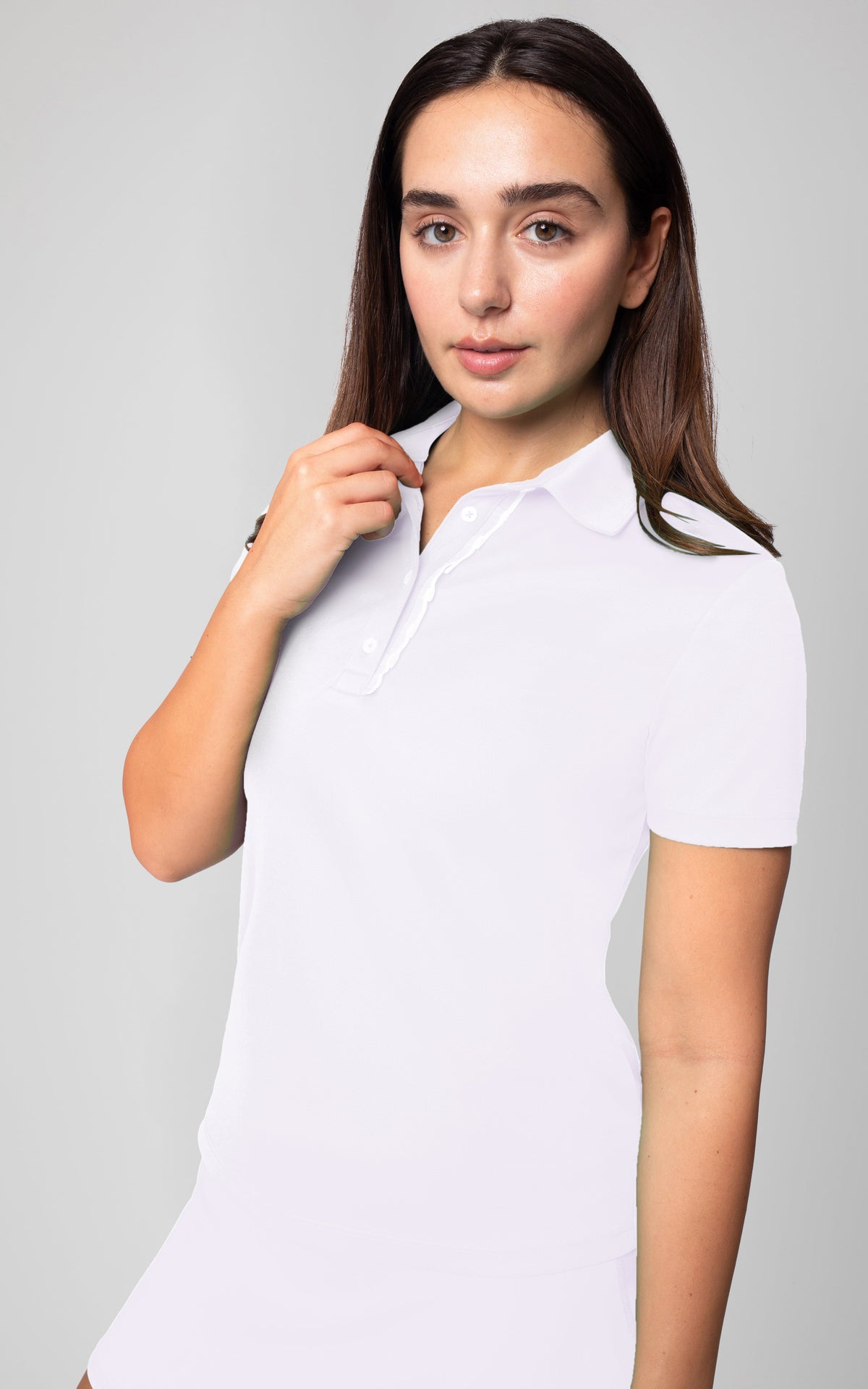90 Degree by Reflex Pique Tee Time Polo Top with Ruched Detail