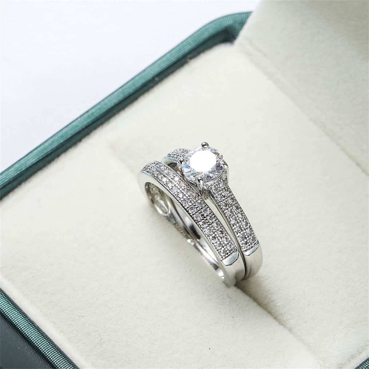 Crystal & Cubic Zirconia Pavé Stacking Ring Set