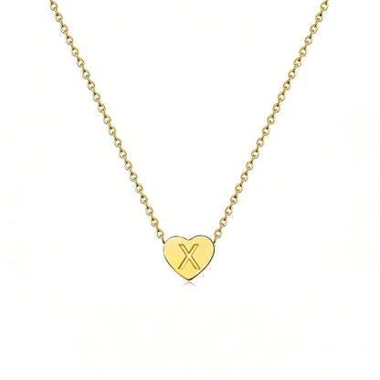 Dainty Initial Heart Necklace Personalized 26 Letters Available