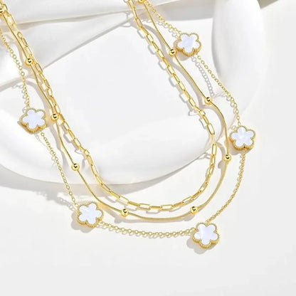 Dainty 3-Ply Clover Layered Necklace for Women