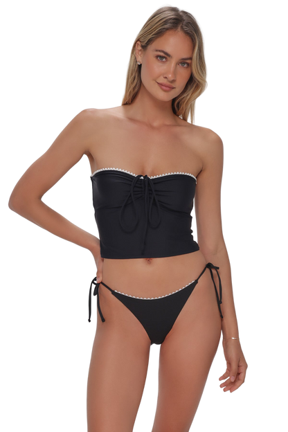 Swim Systems Pom Pom Dolly Crop Top - Black