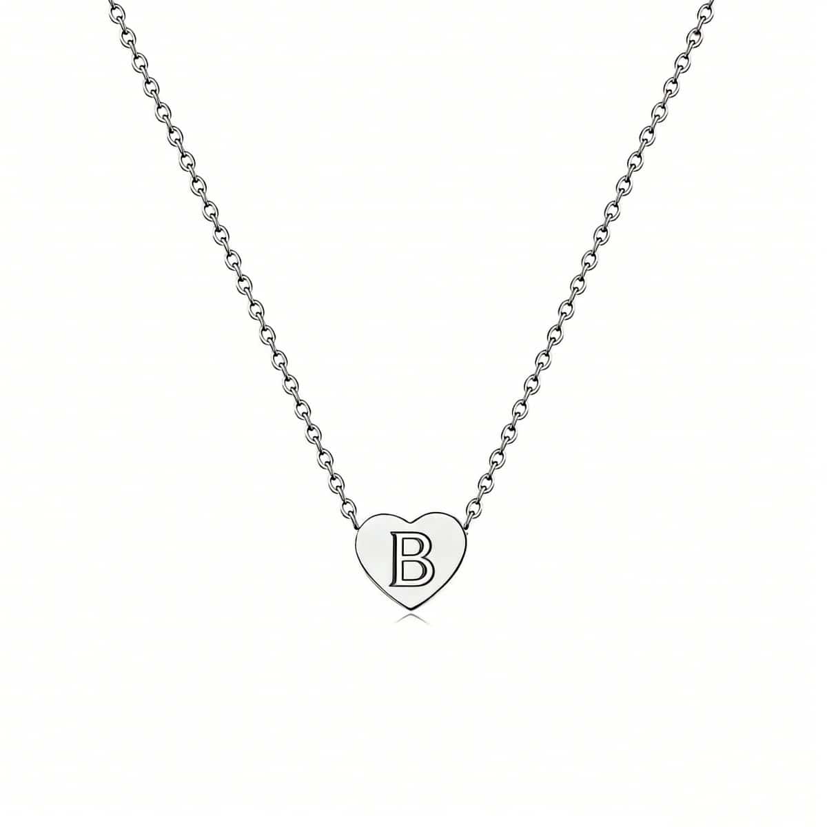 Dainty Initial Heart Necklace Personalized 26 Letters Available